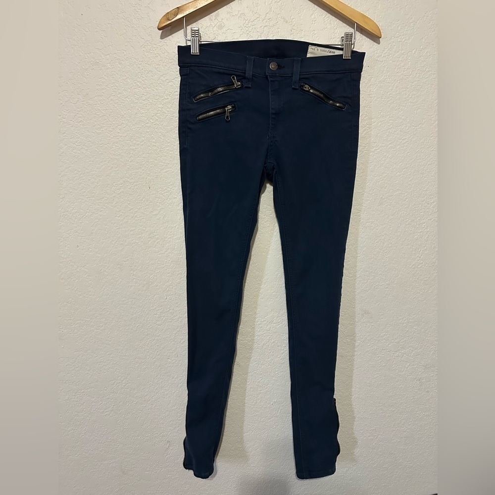 Rag & Bone Utility Moto Skinny Jeans in Cadet Blue- Size 27
